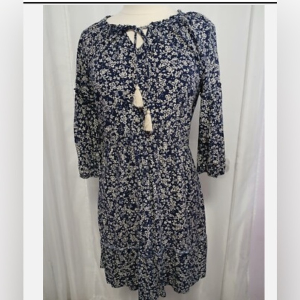 Naif Floral Navy Dress with Tassel size XL